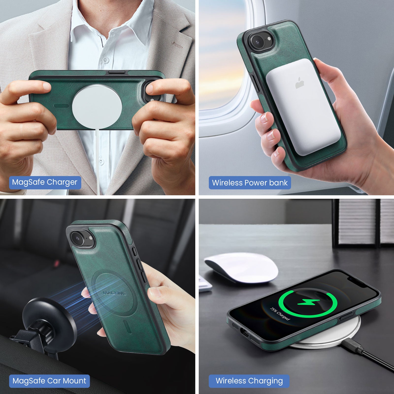 iPhone 16e DG.Ming MagSafe Wallet Case [Green]