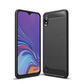 Samsung A10 Carbon Fibre TPU Case Slim Shockproof Cover Black - Black