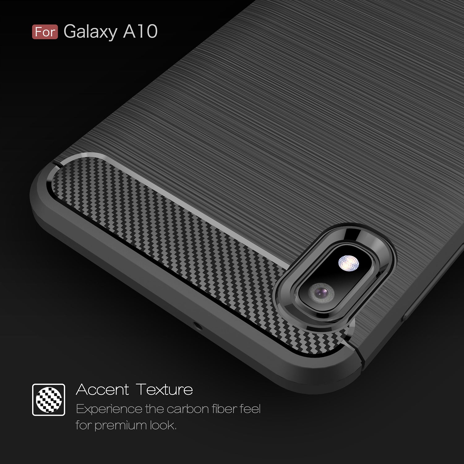 Samsung A10 Carbon Fibre TPU Case Slim Shockproof Cover Black
