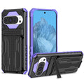 Google Pixel 9Pro Heavy Duty Kickstand Card Holder Case Shockproof Purple - Purple