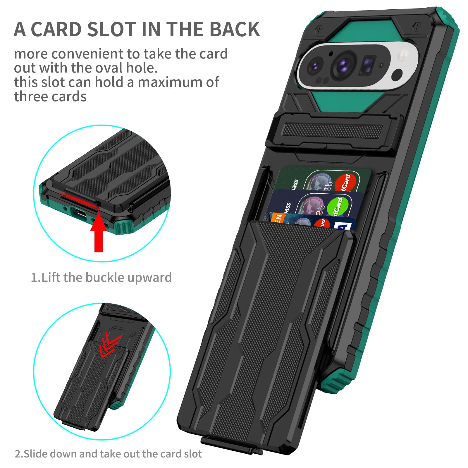 Google Pixel 9 Pro Kickstand Card Case [Teal]