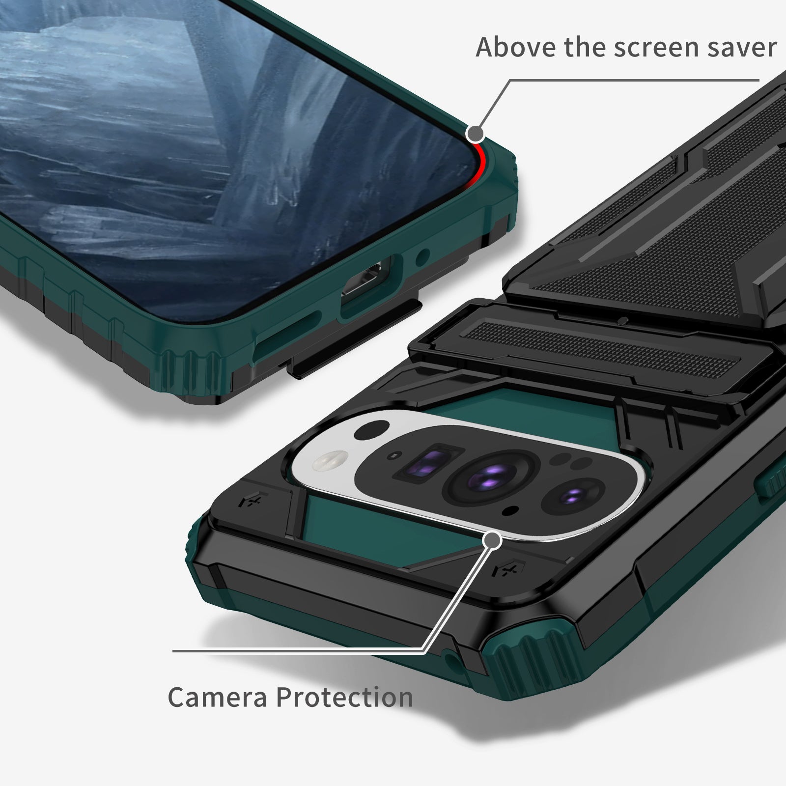 Google Pixel 9 Heavy Duty Kickstand Card Holder Case Shockproof Teal