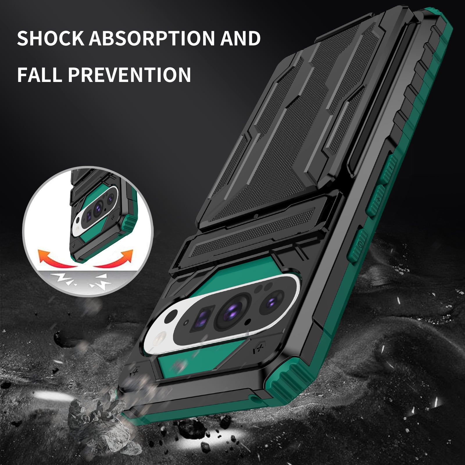 Google Pixel 9 Pro Kickstand Card Case [Teal]