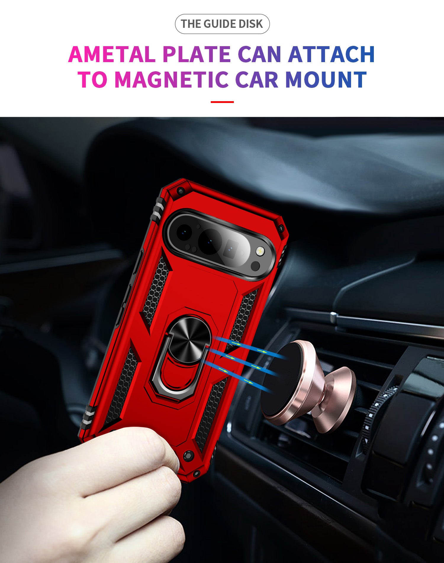 Google Pixel 9 Pro Military Armour Ring Case [Red]