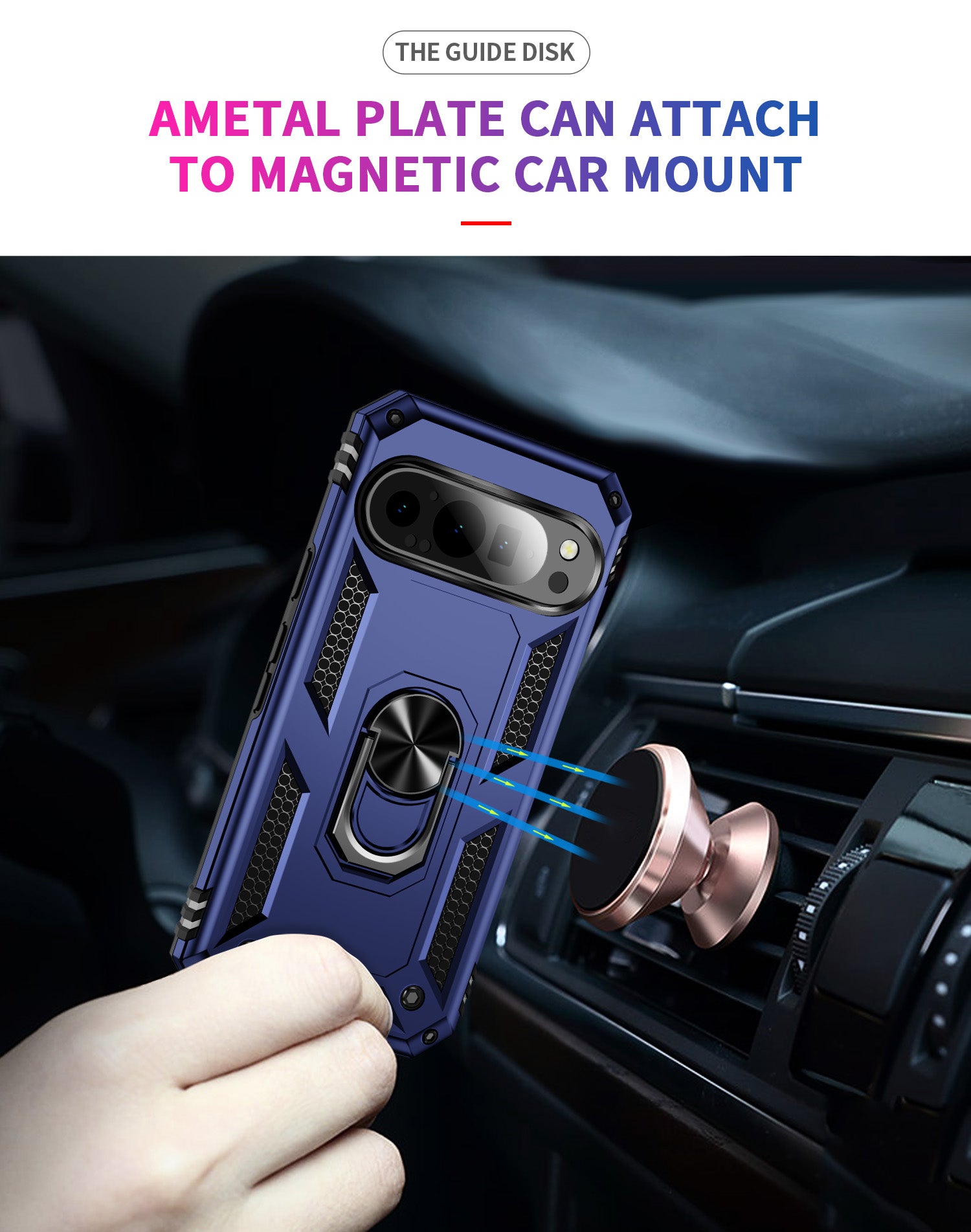Google Pixel 9 Pro Military Armour Ring Case [Navy]