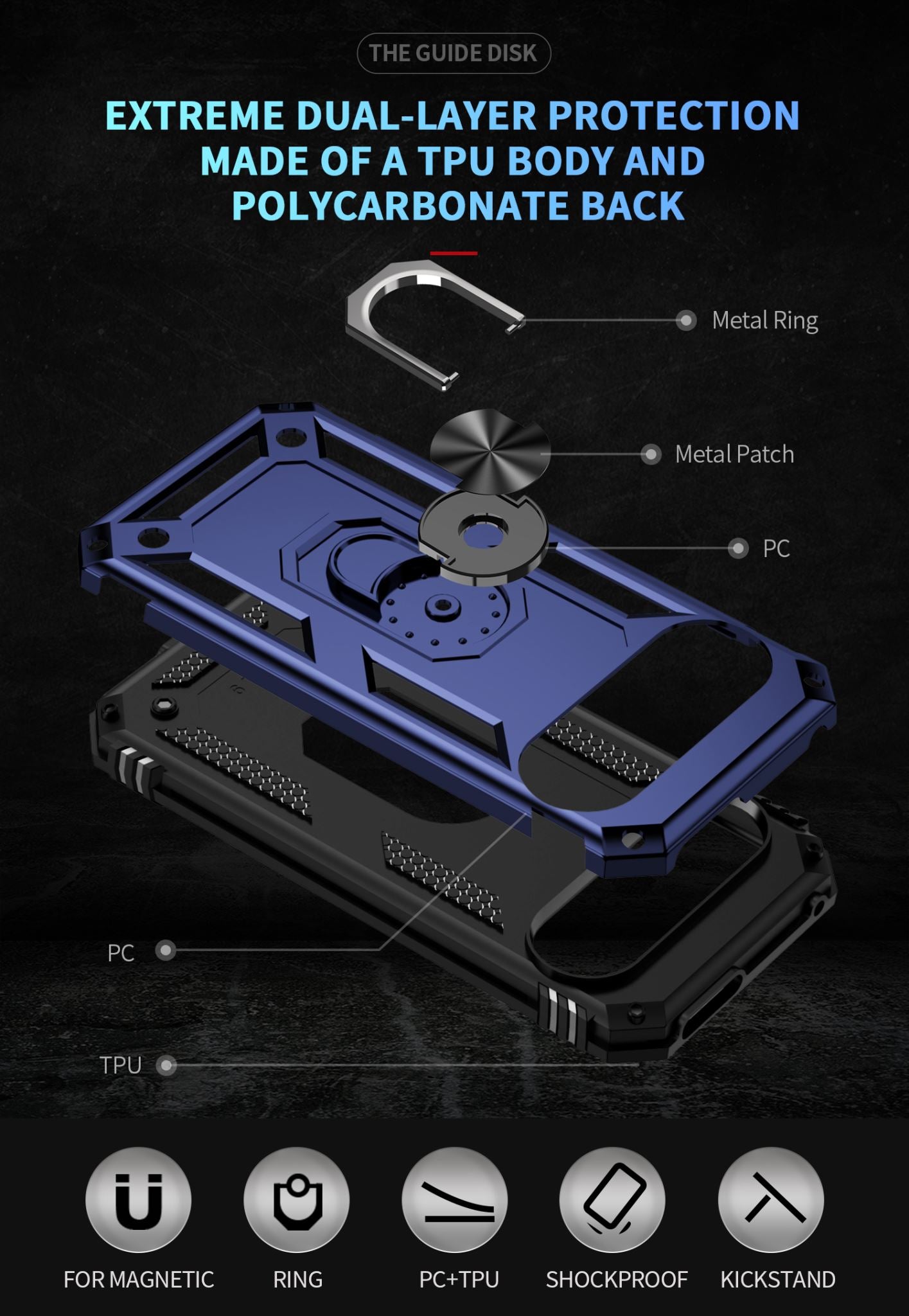 Google Pixel 9 Pro Military Armour Ring Case [Navy]