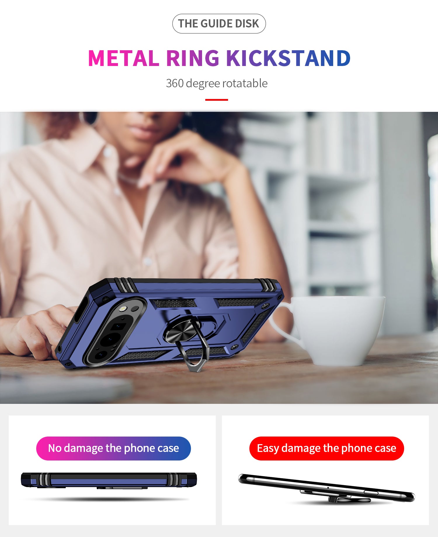 Google Pixel 9 Pro Military Armour Ring Case [Navy]