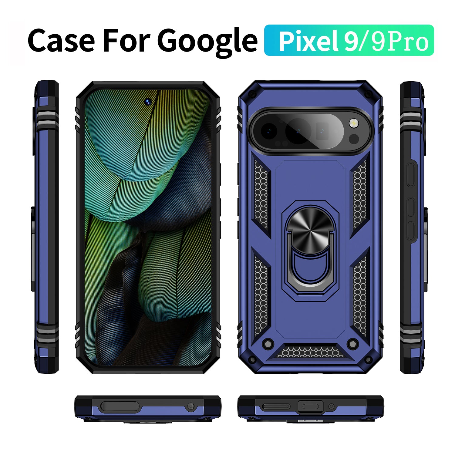 Google Pixel 9 Pro Military Armour Ring Case [Navy]