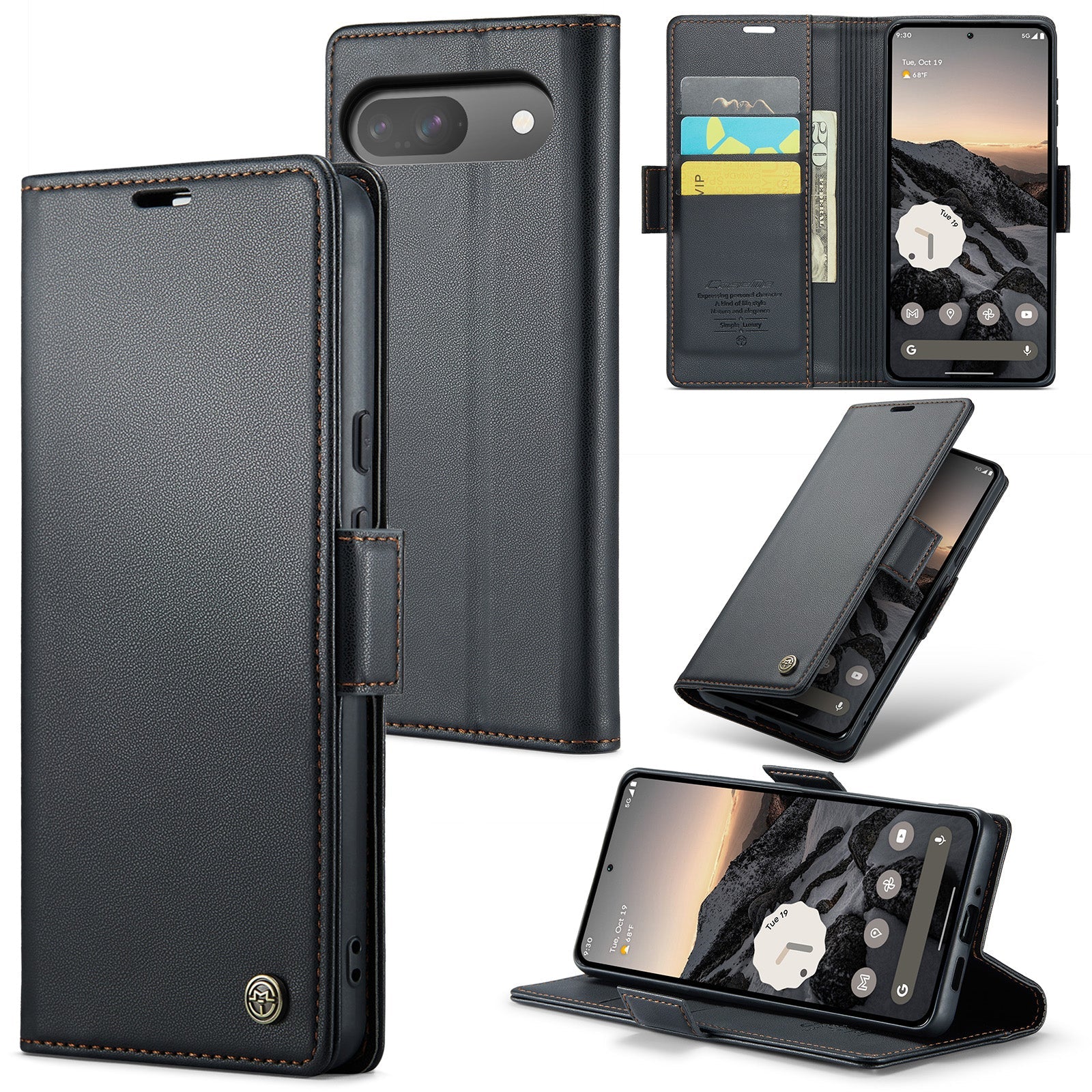 Google Pixel 9 Pro CaseMe Retro Wallet Case [Black]