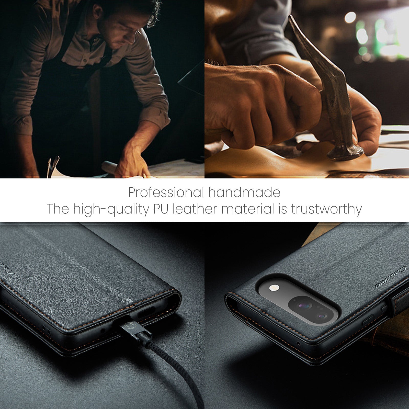 Google Pixel 9 Pro CaseMe Retro Wallet Case [Black]