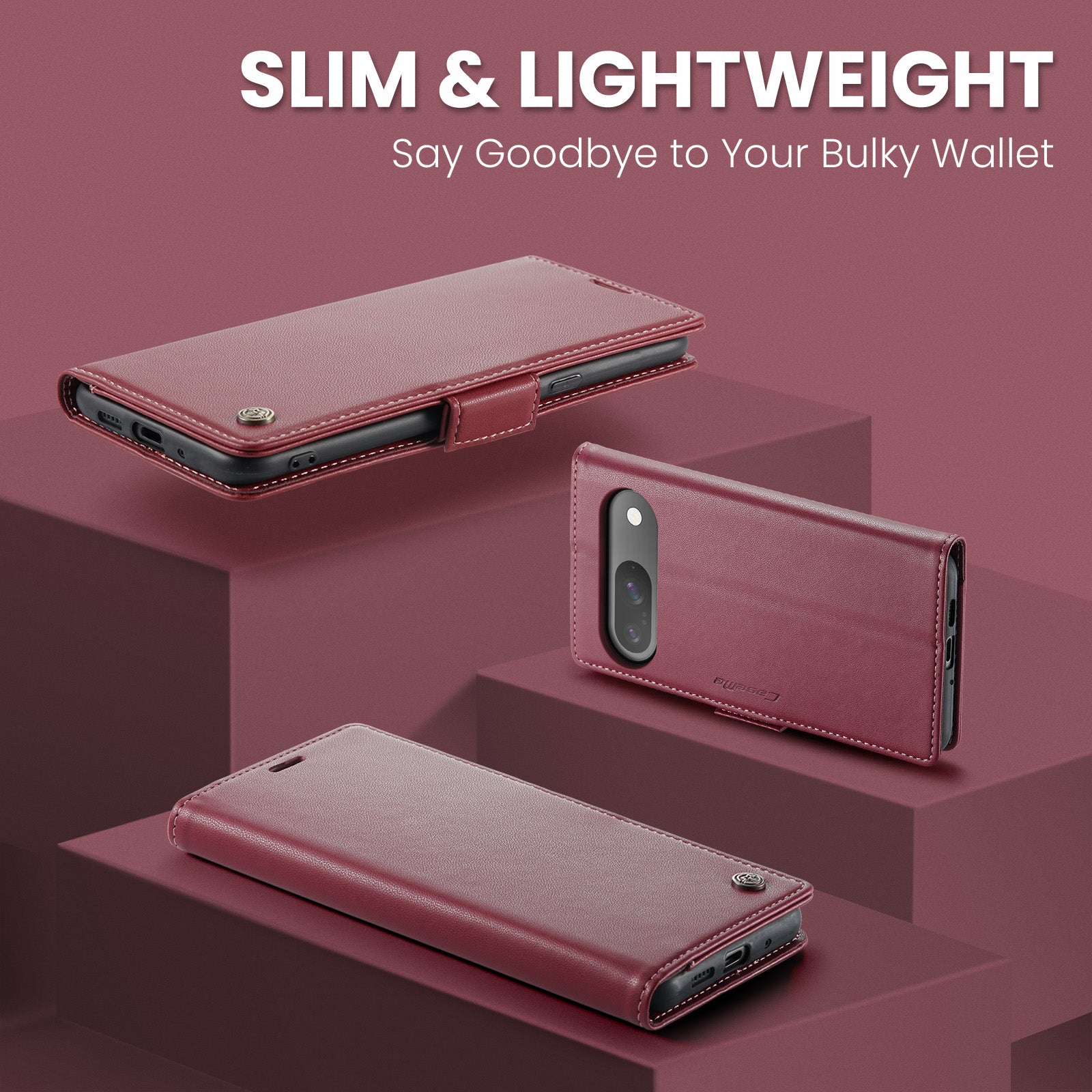 Google Pixel 9 Pro CaseMe Retro Wallet Case [Maroon]
