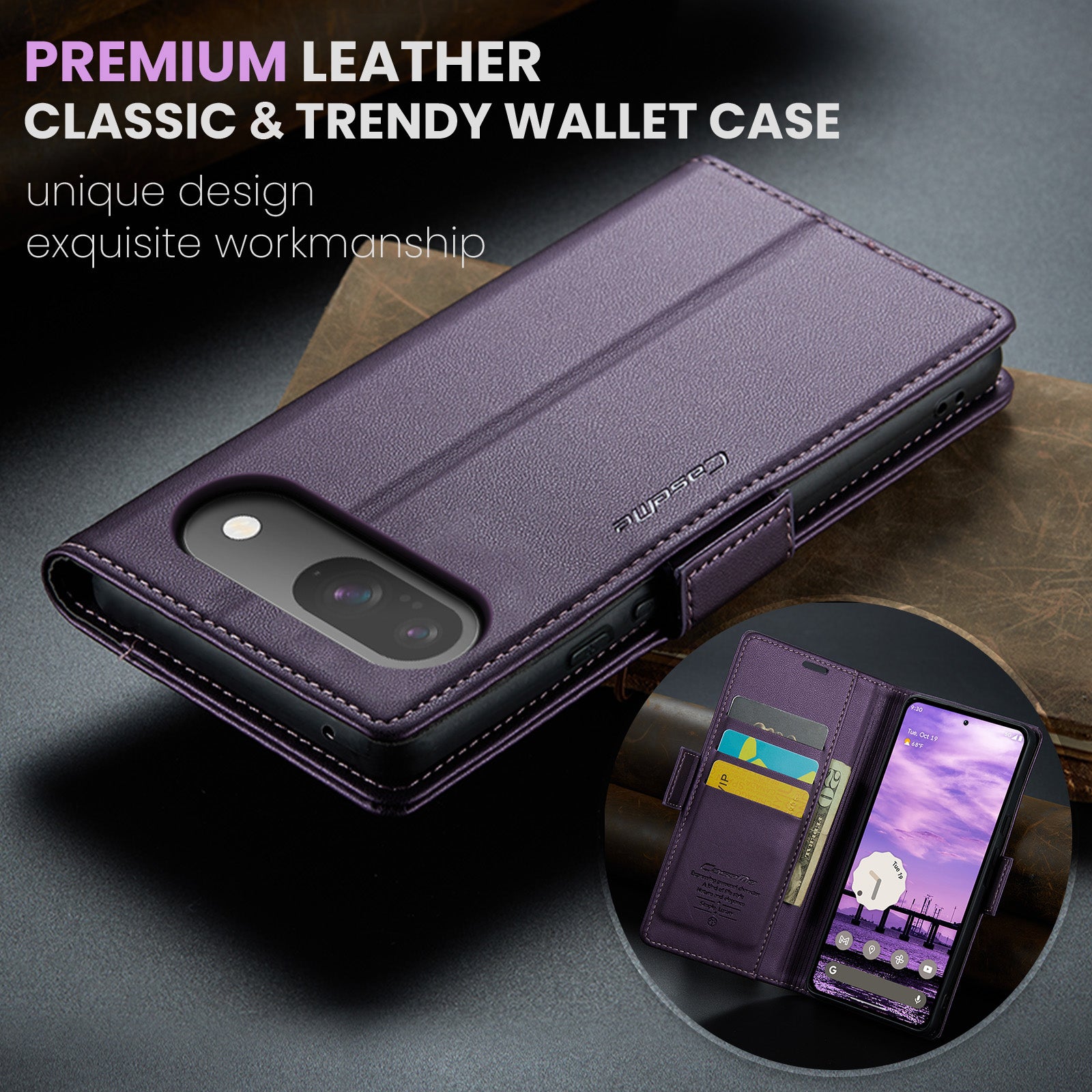 Google Pixel 9 Pro CaseMe Retro Wallet Case [Purple]