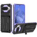 Google Pixel 9 Pro XL Heavy Duty Kickstand Card Holder Case Shockproof Purple - Purple