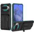 Google Pixel 9 Pro XL Heavy Duty Kickstand Card Holder Case Shockproof Teal - Teal