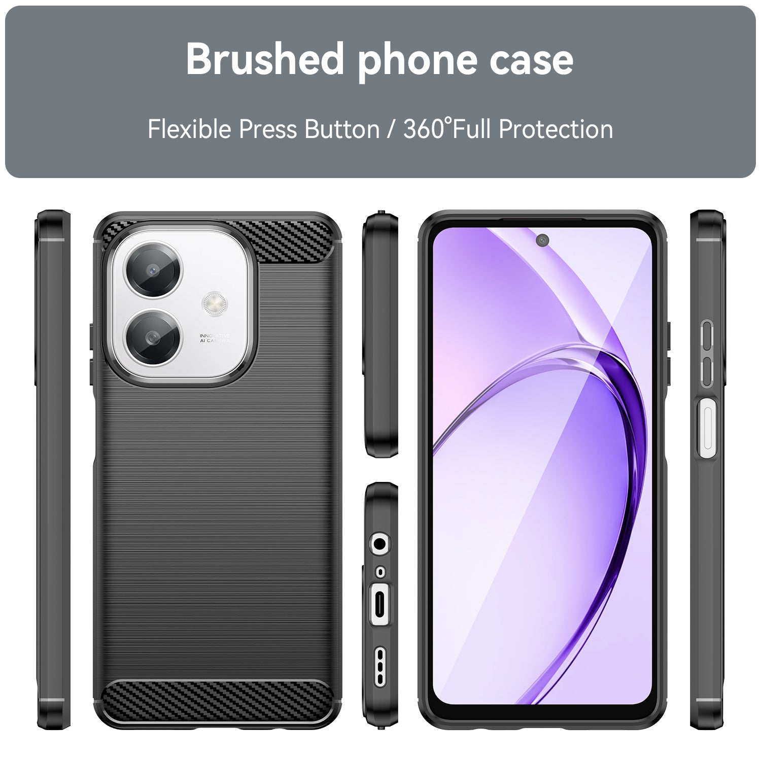 OPPO A40 4G Carbon Fibre Brushed Case [Black]