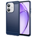 OPPO A40 4G Carbon Fibre TPU Case Slim Shockproof Cover Navy - Navy