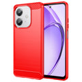 OPPO A40 4G Carbon Fibre TPU Case Slim Shockproof Cover Red - Red