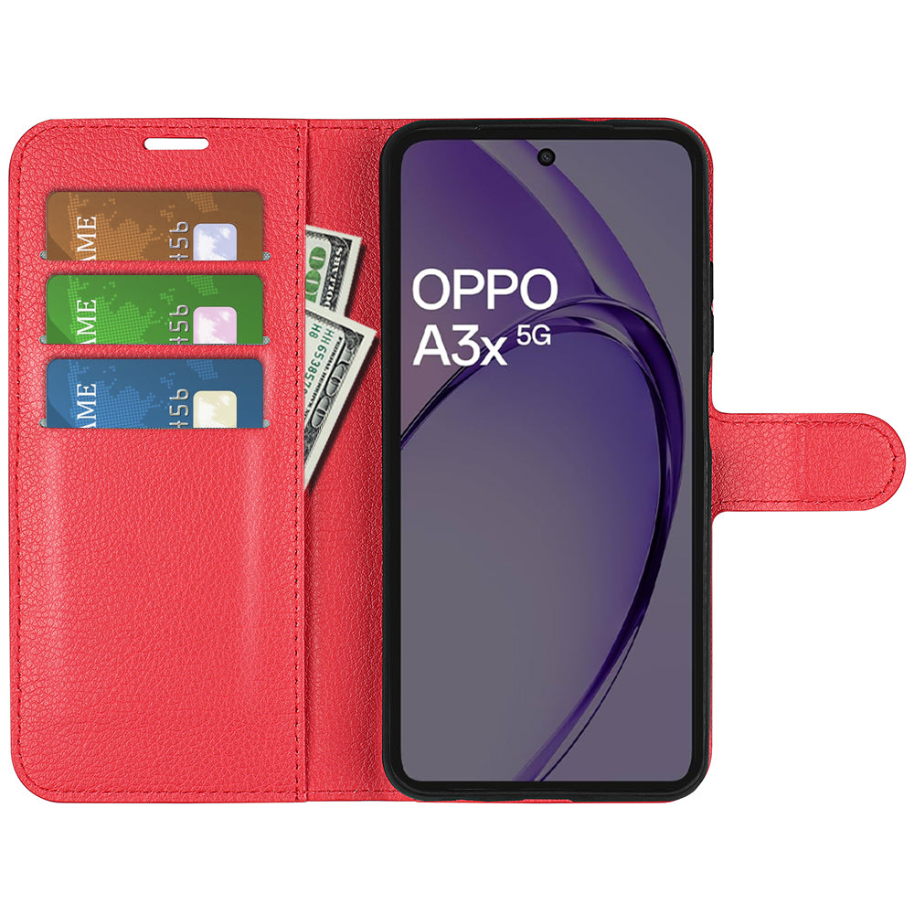 OPPO A40 4G PU Leather Wallet Case [Red]