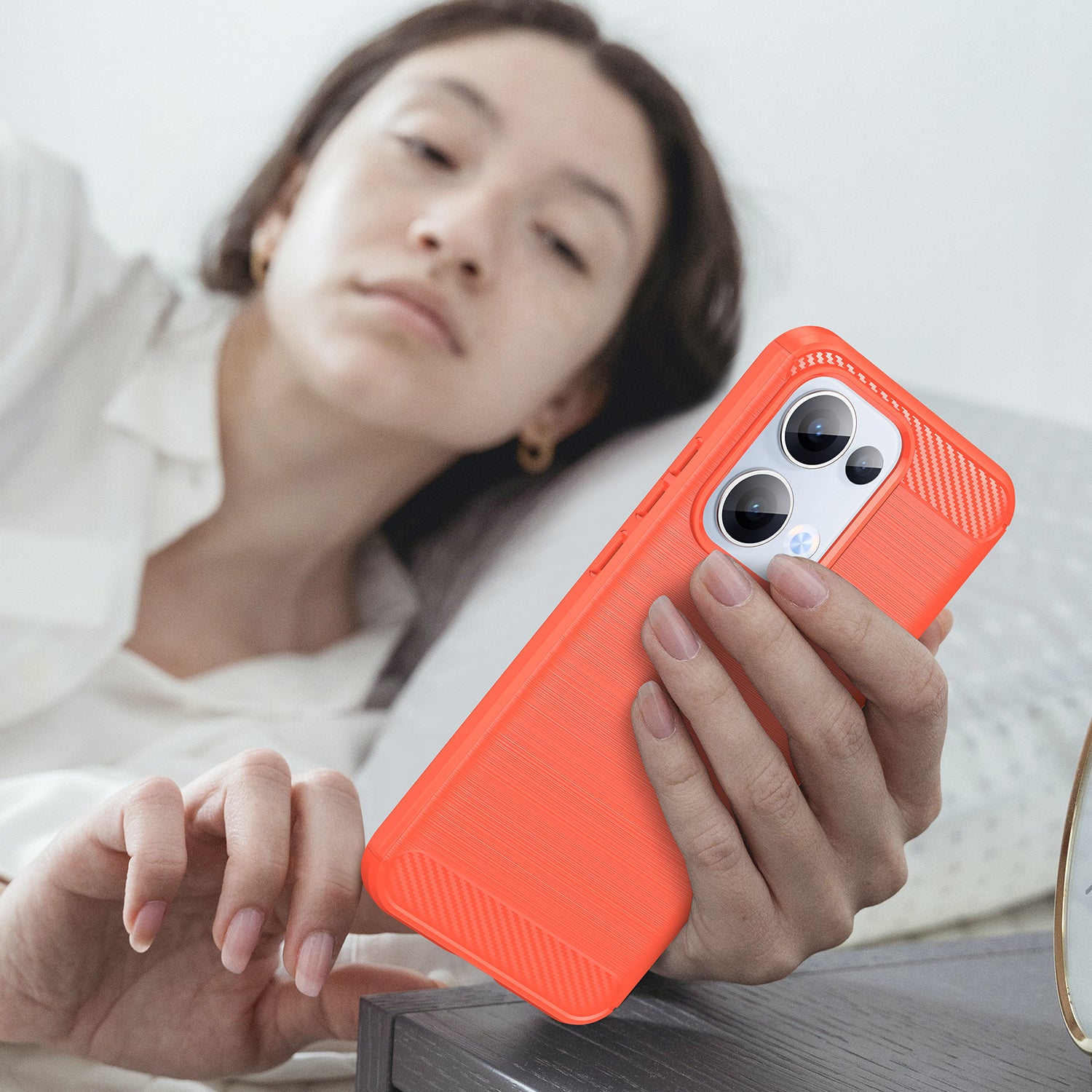 OPPO Reno 13 5G Carbon Fibre Brushed Case [Red]