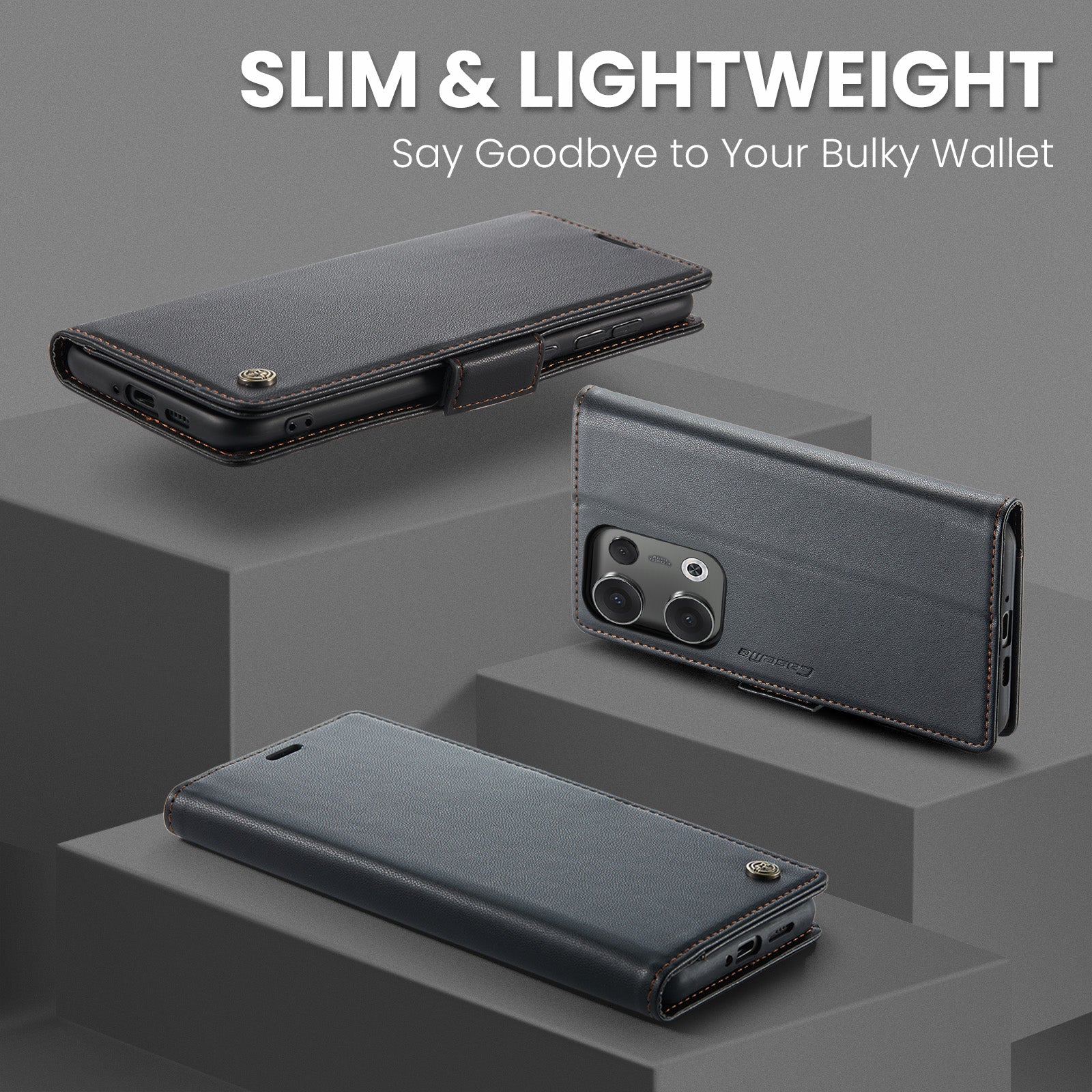 OPPO Reno 13 5G CaseMe Retro Wallet Case [Black]