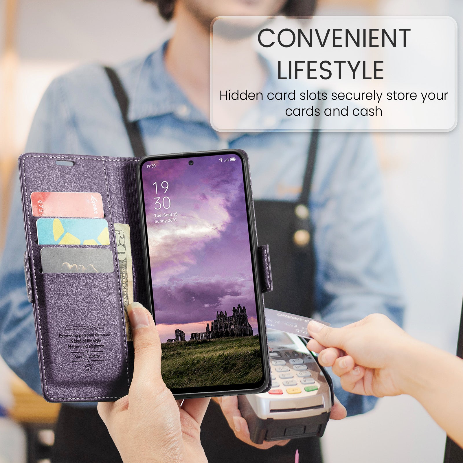 OPPO Reno 13 5G CaseMe Retro Wallet Case [Purple]