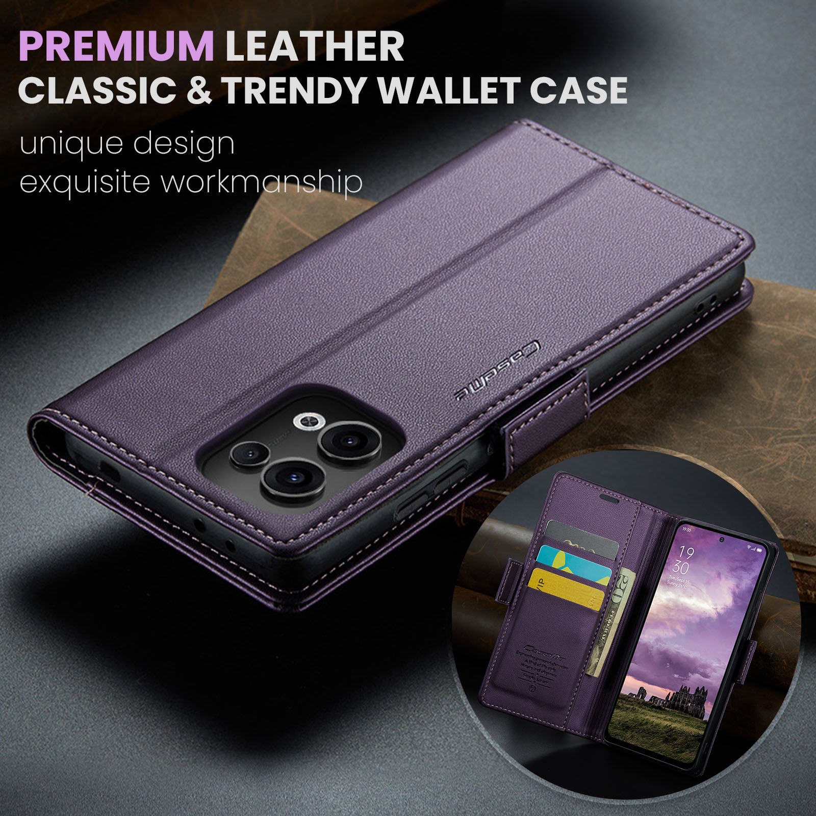 OPPO Reno 13 5G CaseMe Retro Wallet Case [Purple]