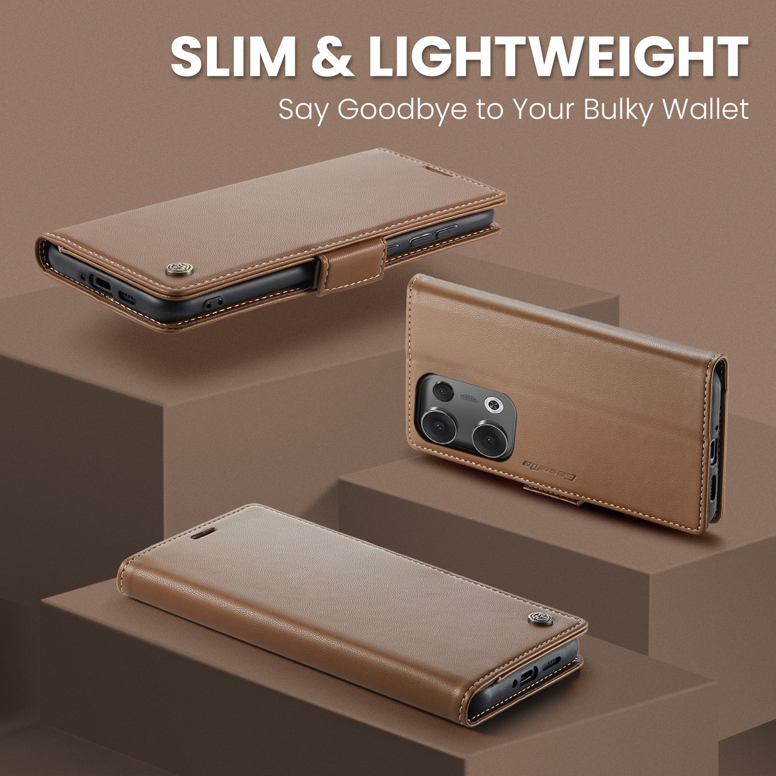 OPPO Reno 13 5G CaseMe Retro Wallet Case [Brown]