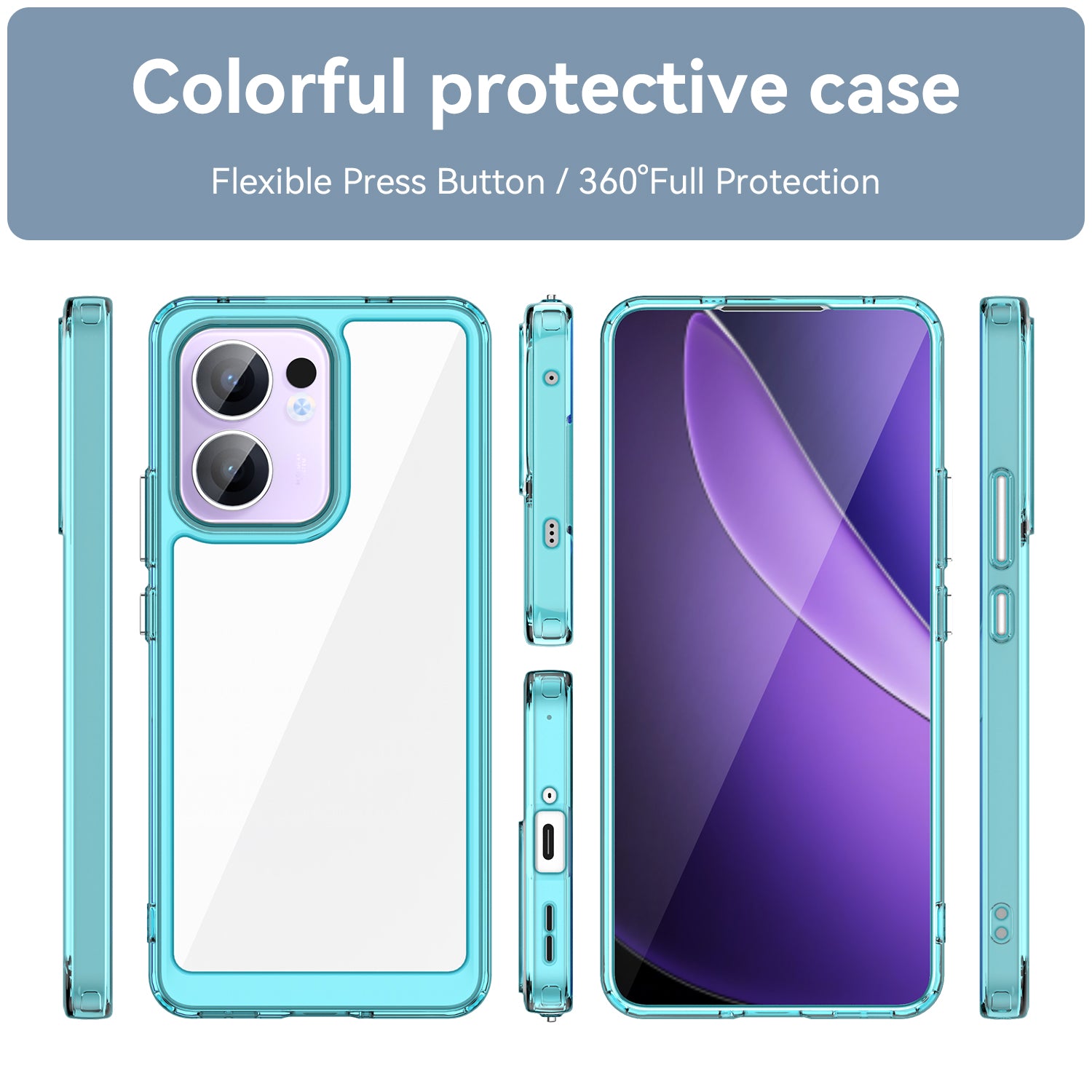 OPPO Reno 13 F 5G Soft TPU Bumper Case [Clear Blue]