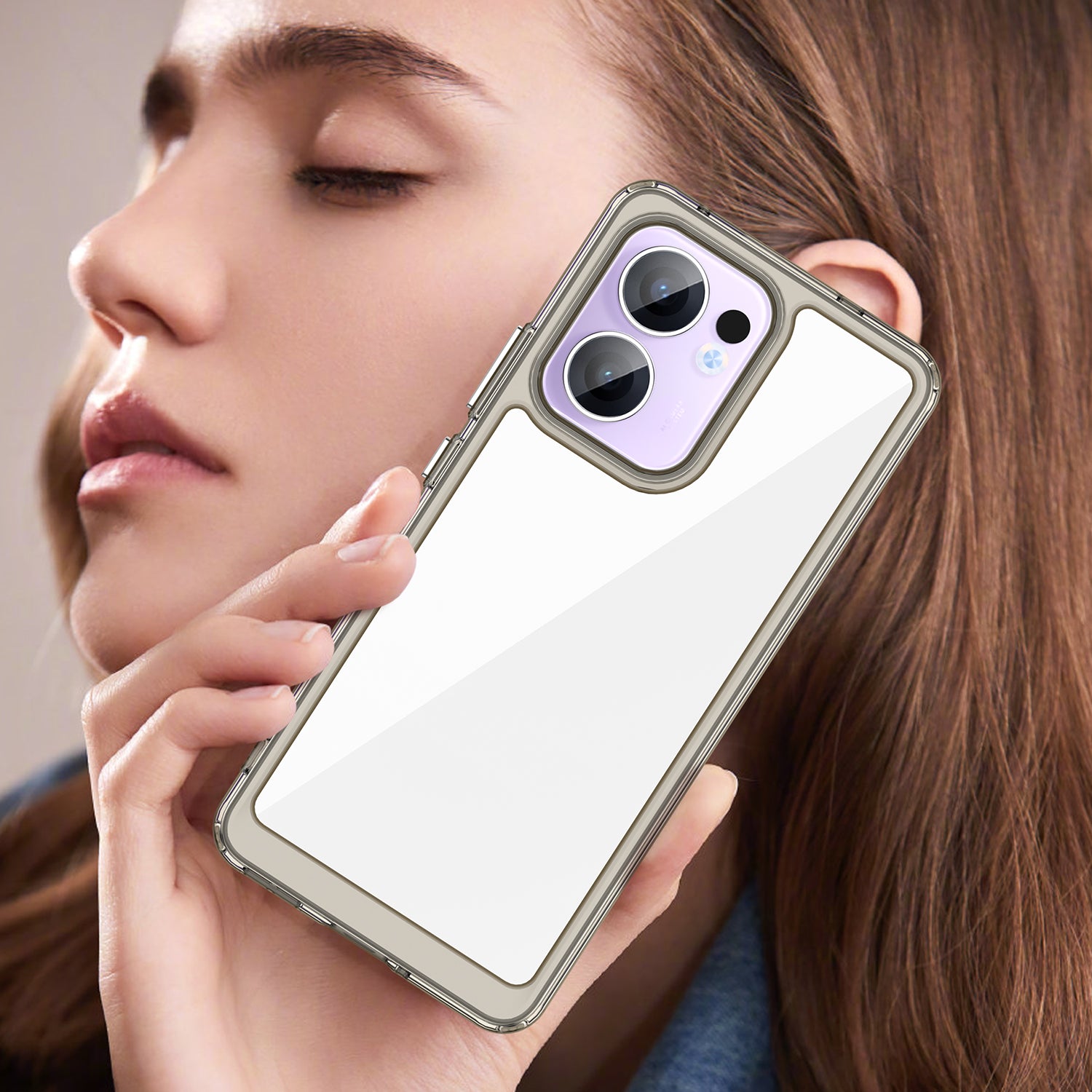 OPPO Reno 13 F 5G Soft TPU Bumper Case [Clear Grey]