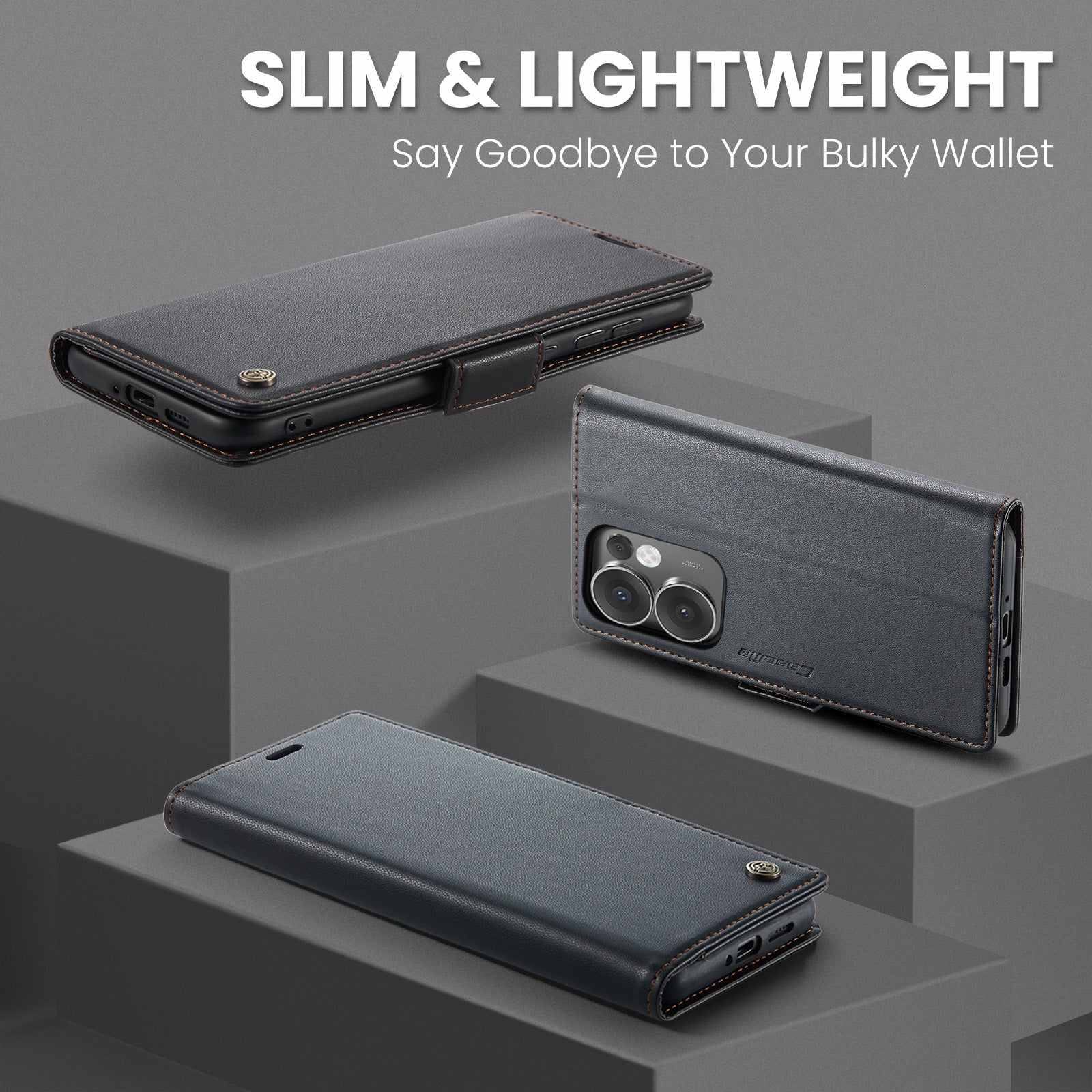 OPPO Reno 13 F 5G CaseMe Retro Wallet Case [Black]