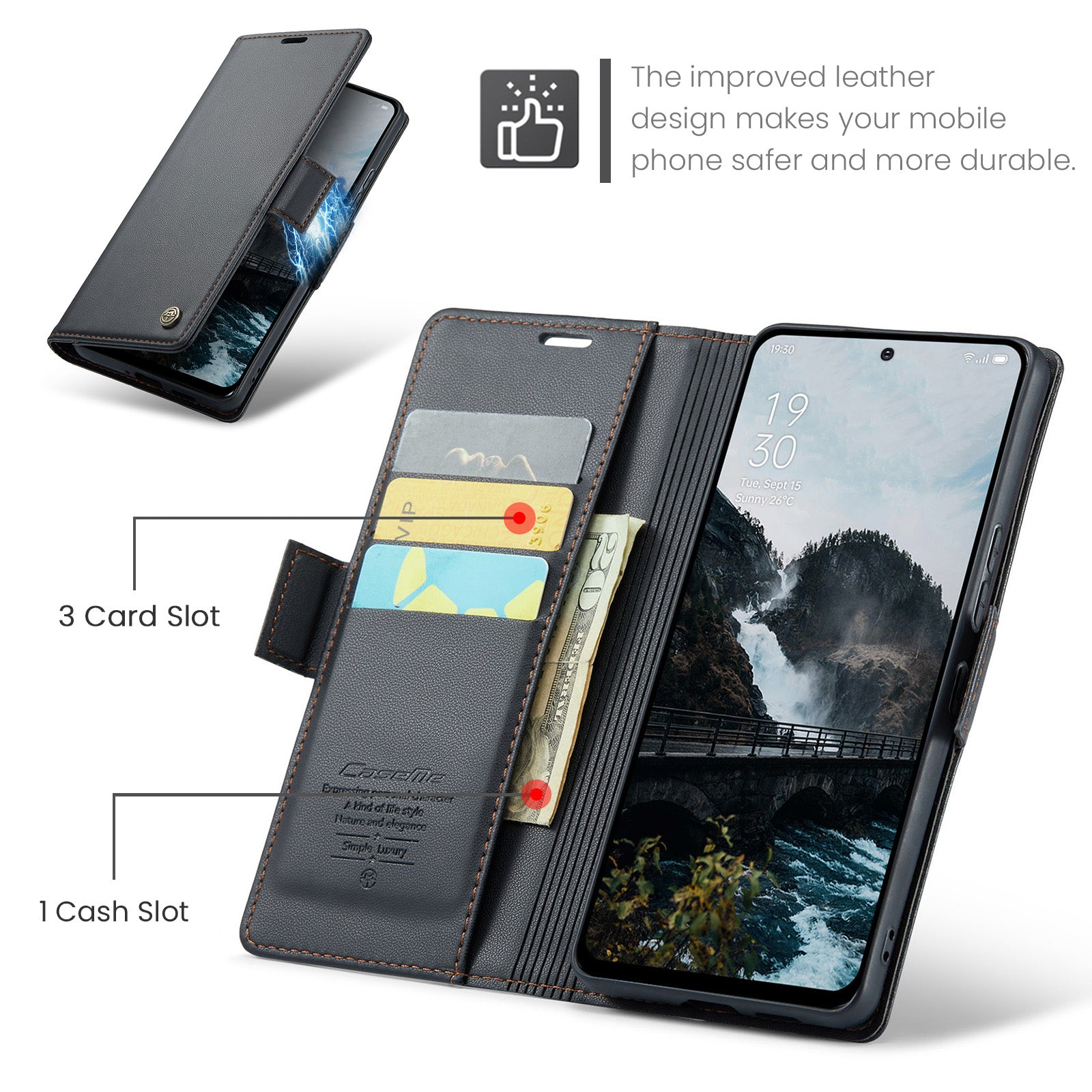 OPPO Reno 13 F 5G CaseMe Retro Wallet Case [Black]