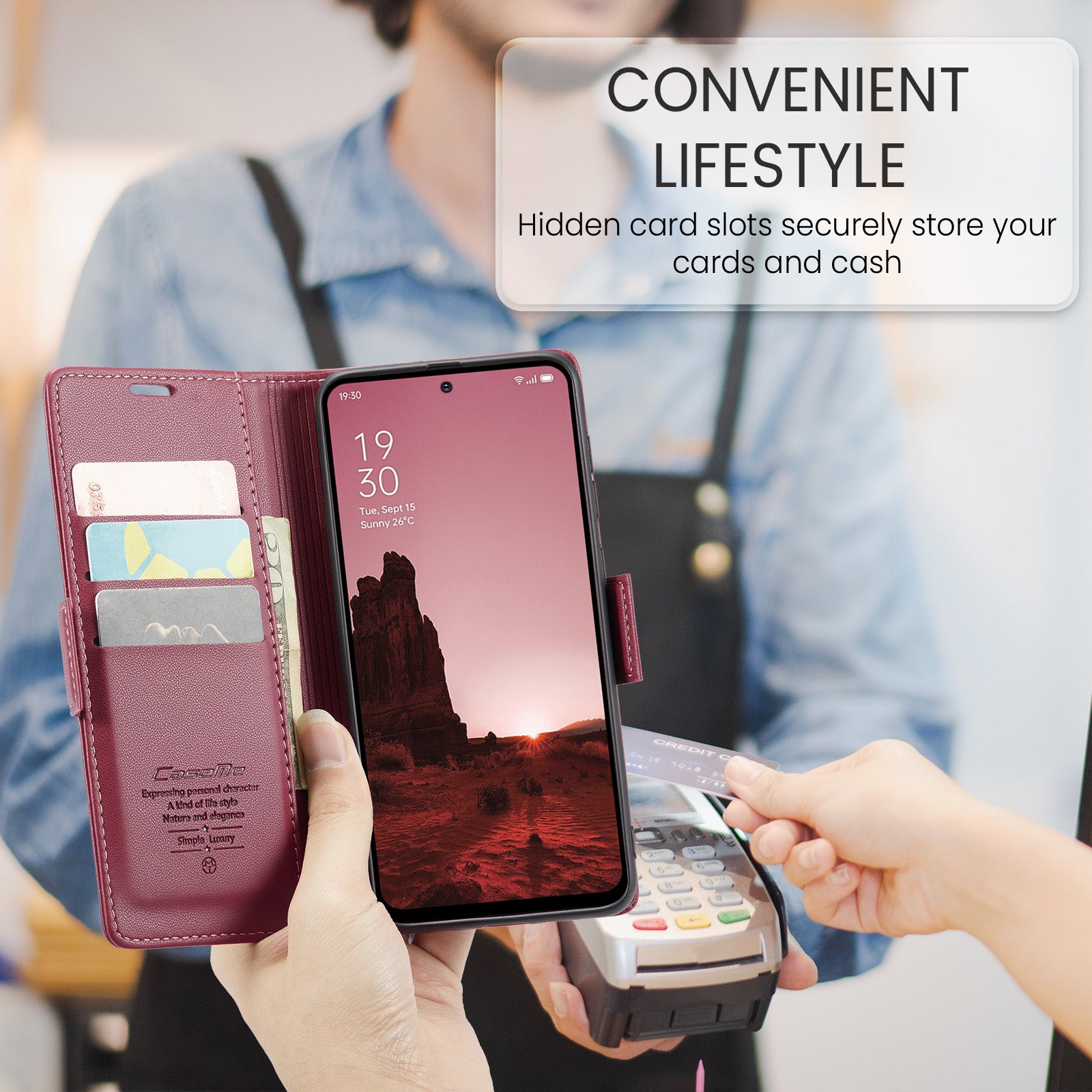 OPPO Reno 13 F 5G CaseMe Retro Wallet Case [Maroon]