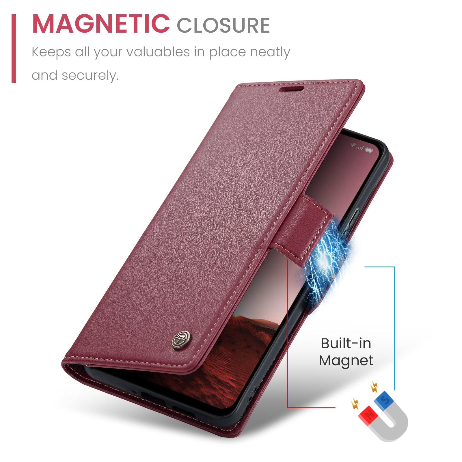 OPPO Reno 13 F 5G CaseMe Retro Wallet Case [Maroon]