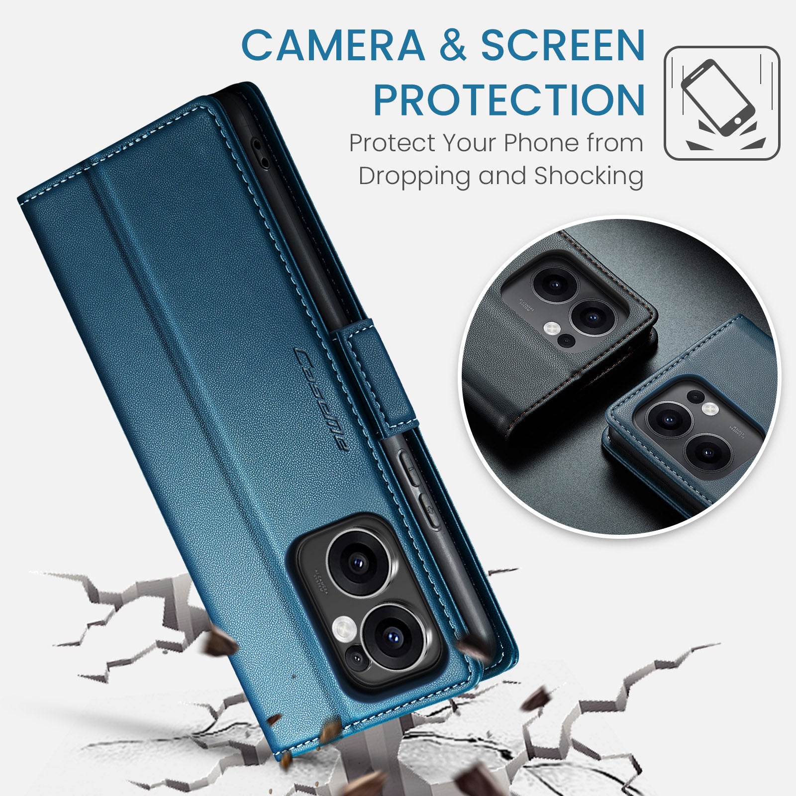 OPPO Reno 13 F 5G CaseMe Retro Wallet Case [Navy]