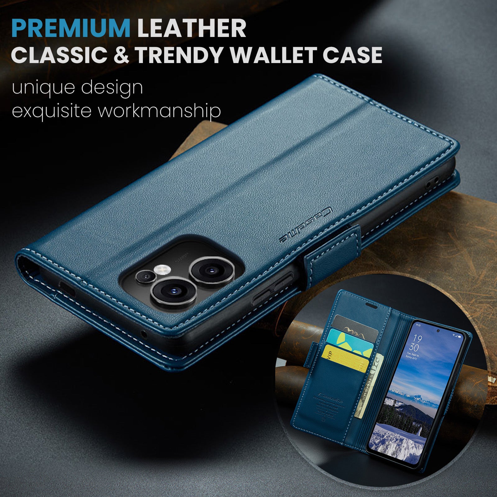 OPPO Reno 13 F 5G CaseMe Retro Wallet Case [Navy]