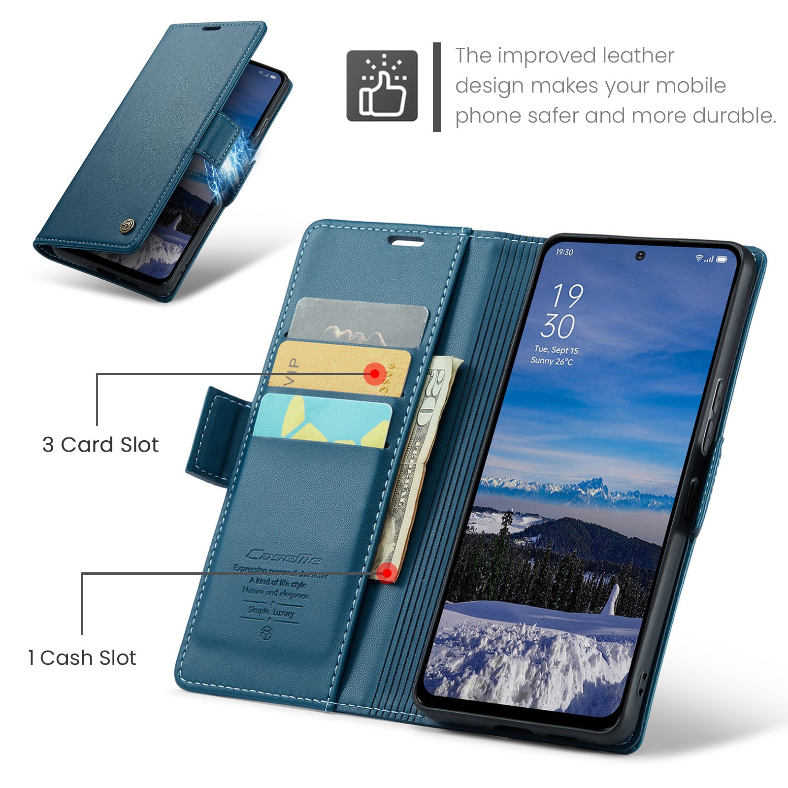 OPPO Reno 13 F 5G CaseMe Retro Wallet Case [Navy]