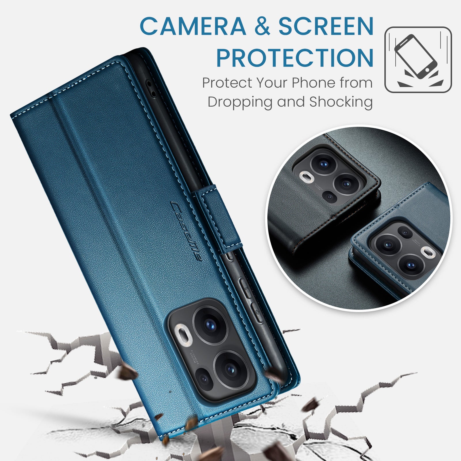 OPPO Reno 13 Pro 5G CaseMe Retro Wallet Case [Navy]