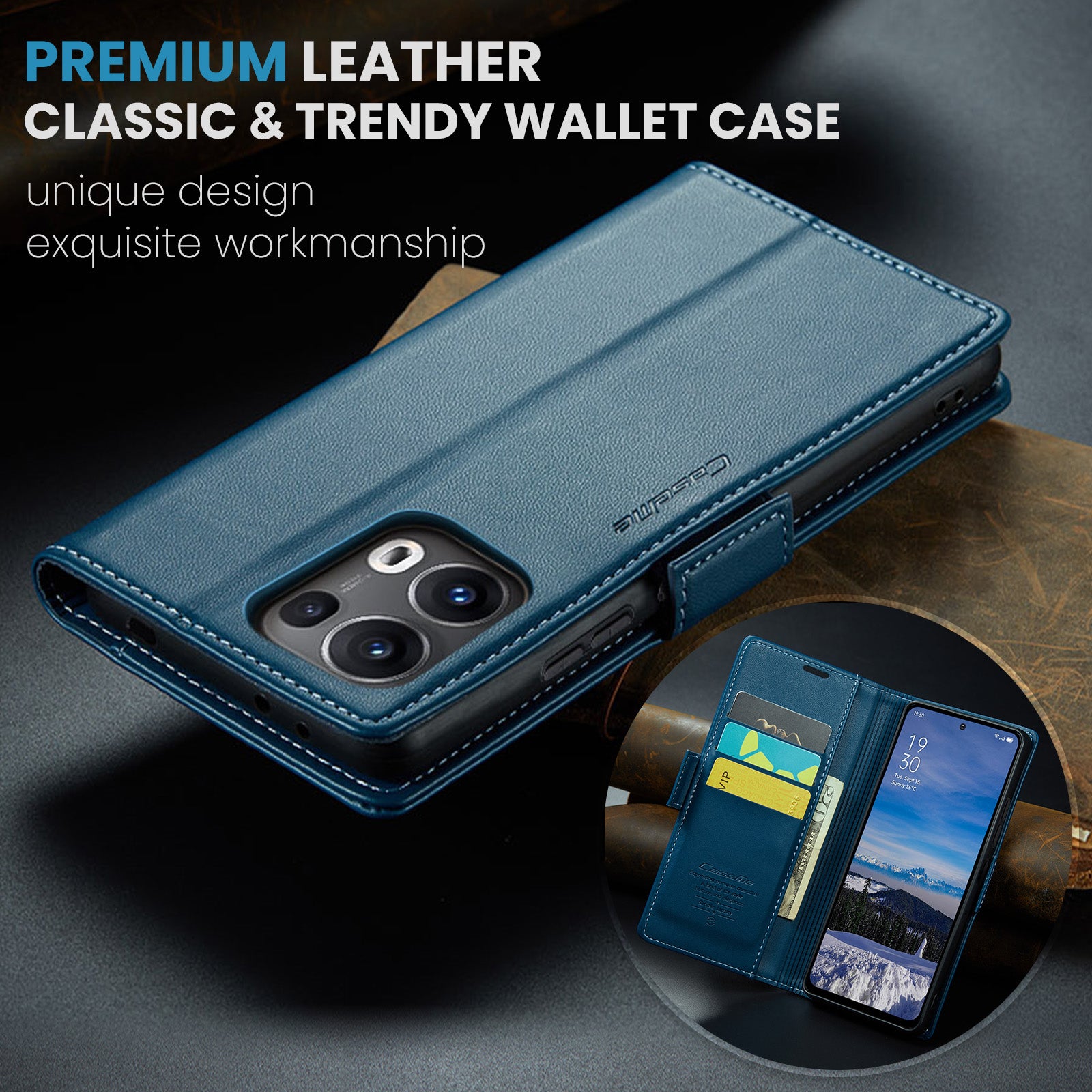 OPPO Reno 13 Pro 5G CaseMe Retro Wallet Case [Navy]