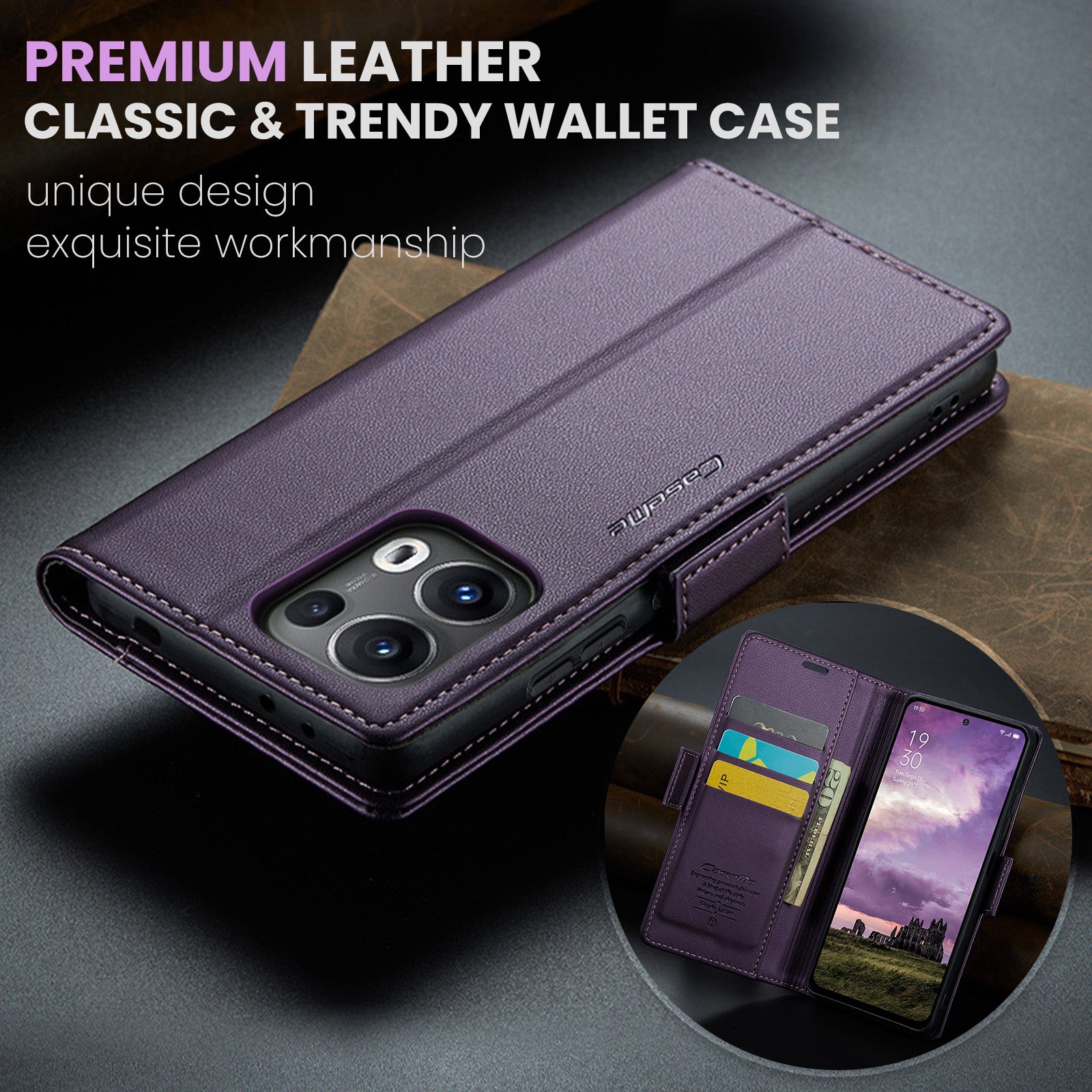 OPPO Reno 13 Pro 5G CaseMe Retro Wallet Case [Purple]