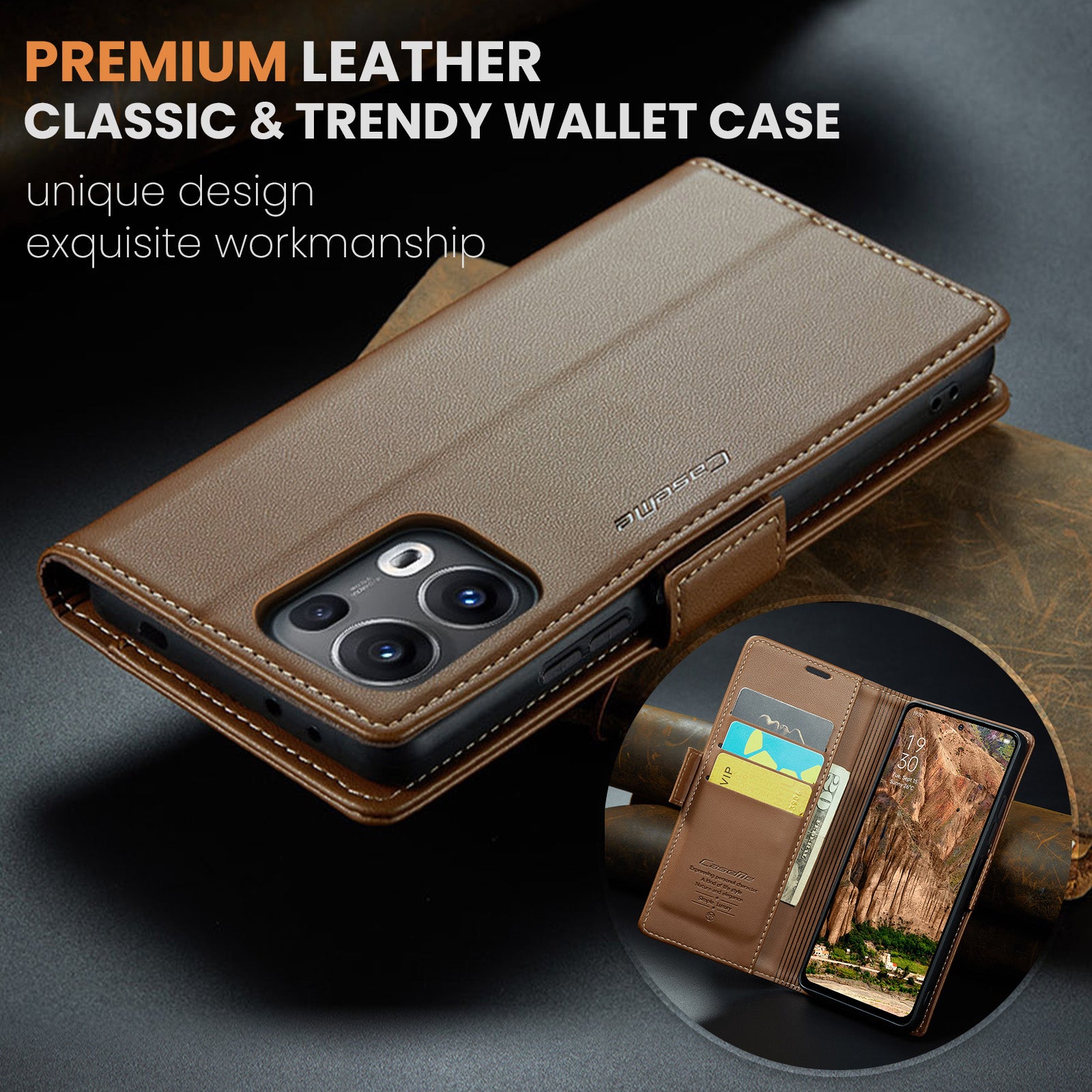 OPPO Reno 13 Pro 5G CaseMe Retro Wallet Case [Brown]