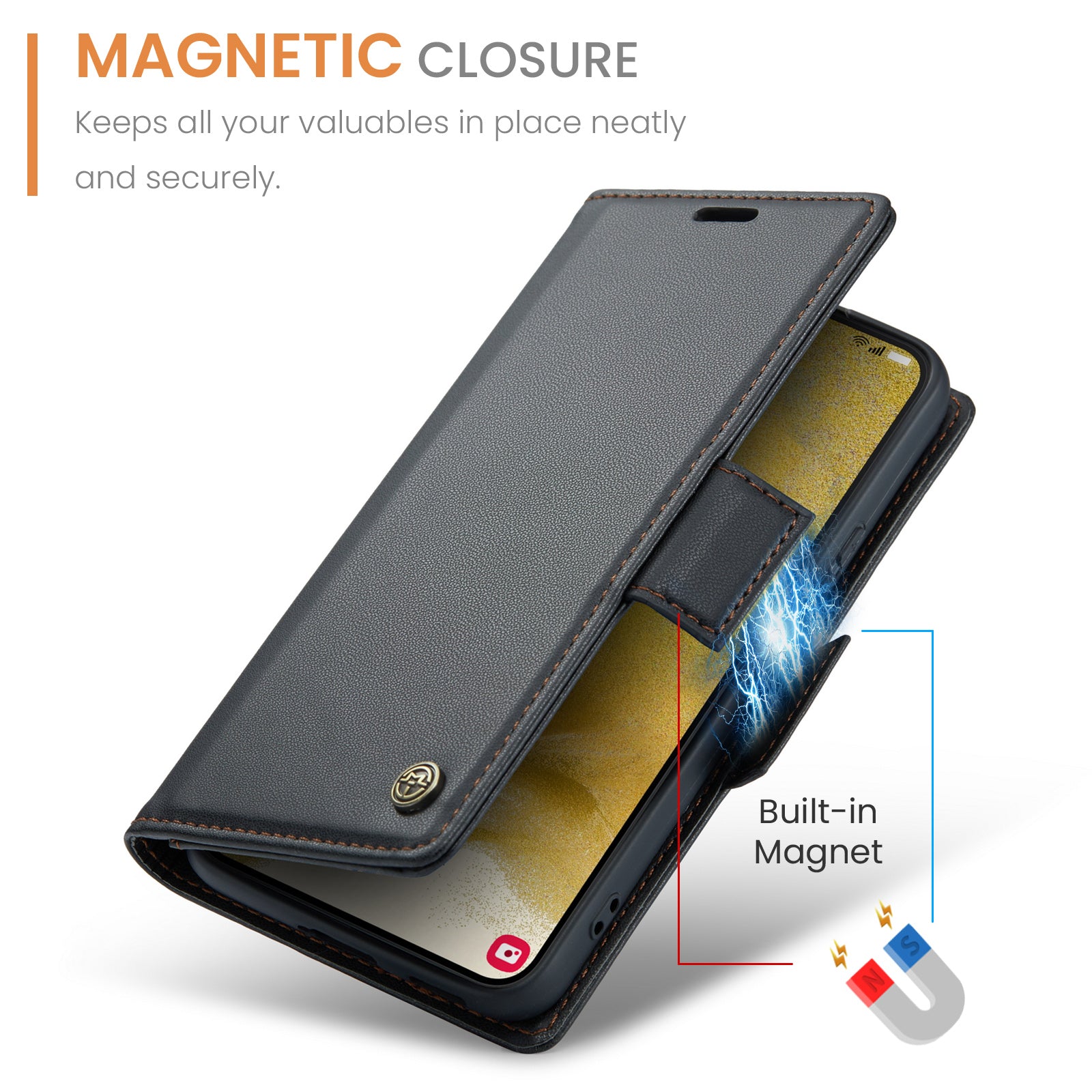 Samsung Galaxy S22 CaseMe 023 Wallet Flip Cover, RFID Protection, Card Holder