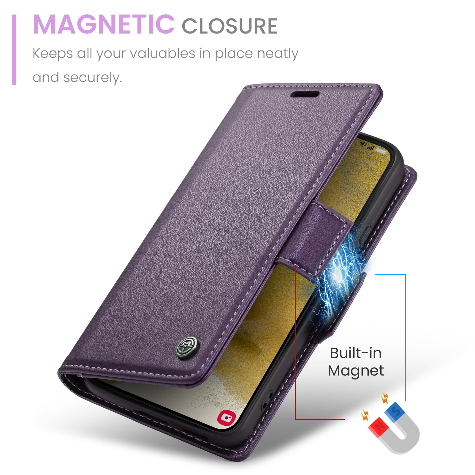 Samsung Galaxy S22 CaseMe 023 Wallet Flip Cover, RFID Protection, Card Holder