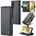 Samsung Galaxy S22 Plus CaseMe 023 Wallet Flip Cover, RFID Protection, Card Holder - Black