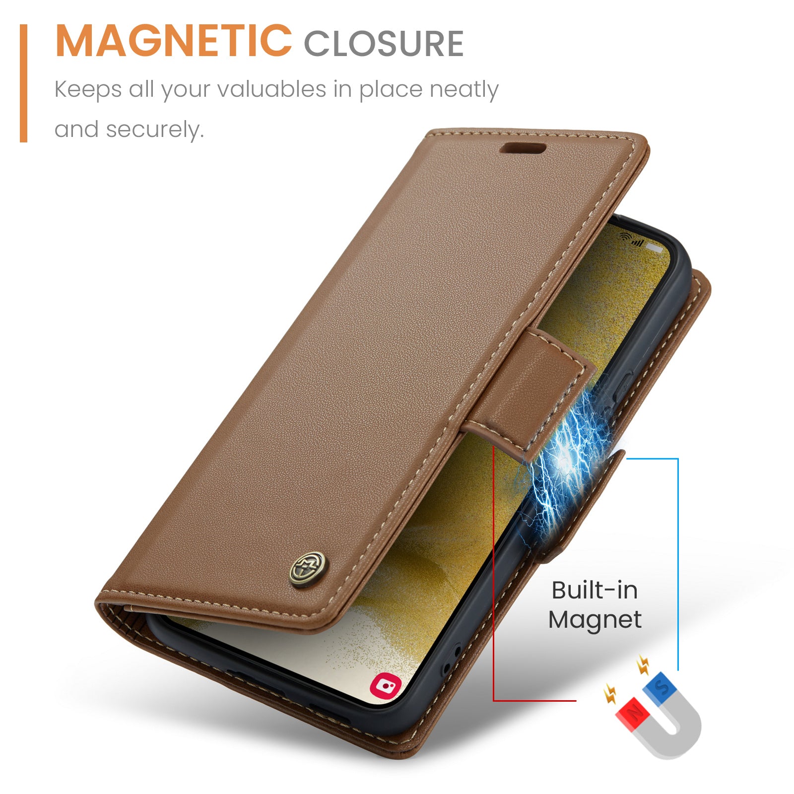 Samsung Galaxy S22 Plus CaseMe 023 Wallet Flip Cover, RFID Protection, Card Holder