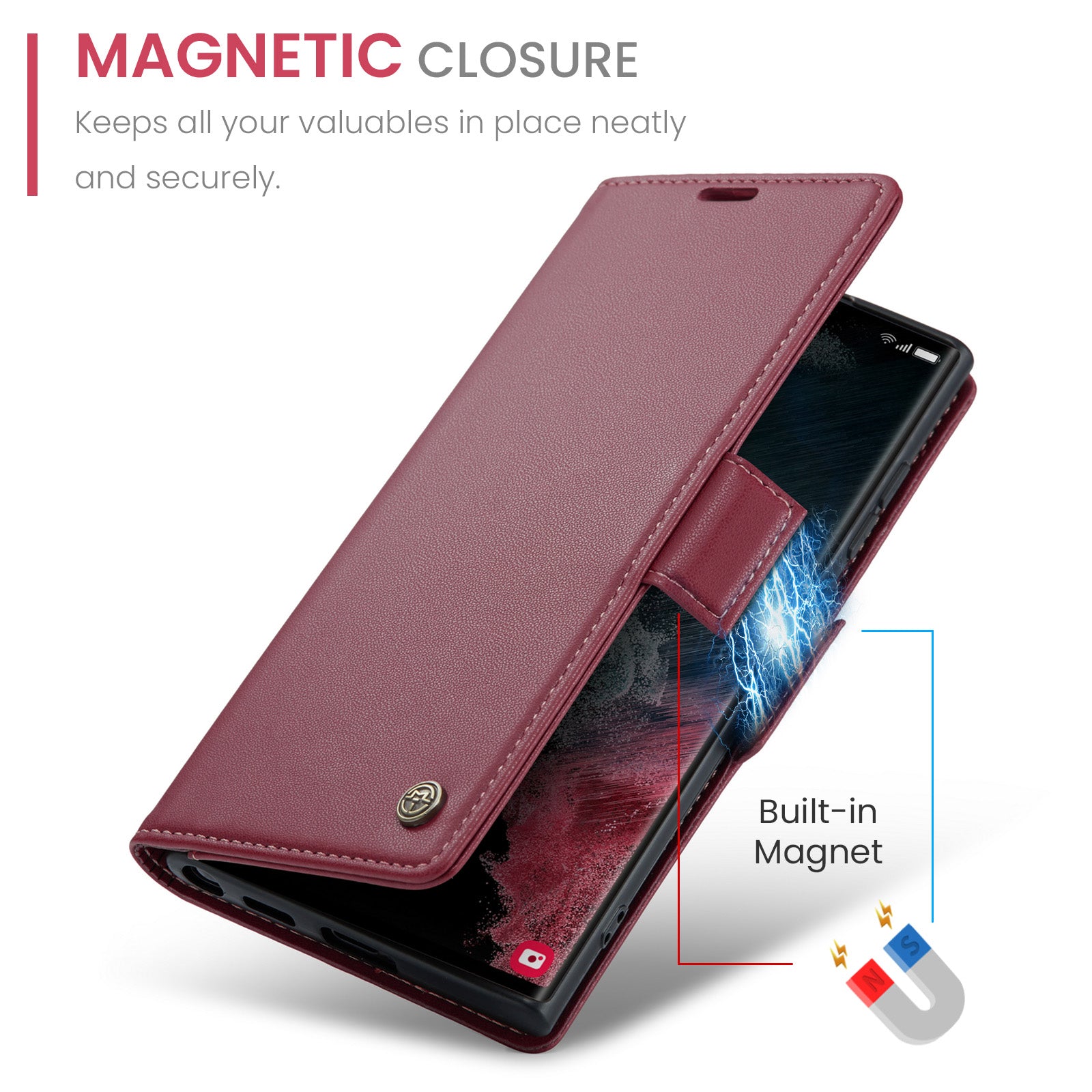 Samsung Galaxy S22 Ultra CaseMe 023 Wallet Flip Cover, RFID Protection, Card Holder