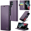 Samsung Galaxy S22 Ultra CaseMe 023 Wallet Flip Cover, RFID Protection, Card Holder - Purple