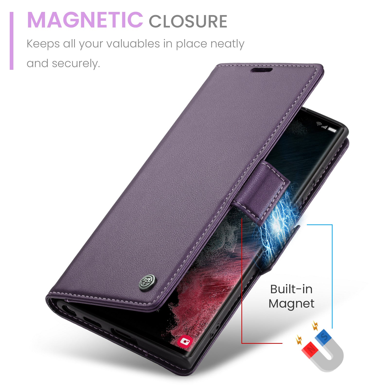 Samsung Galaxy S22 Ultra CaseMe 023 Wallet Flip Cover, RFID Protection, Card Holder