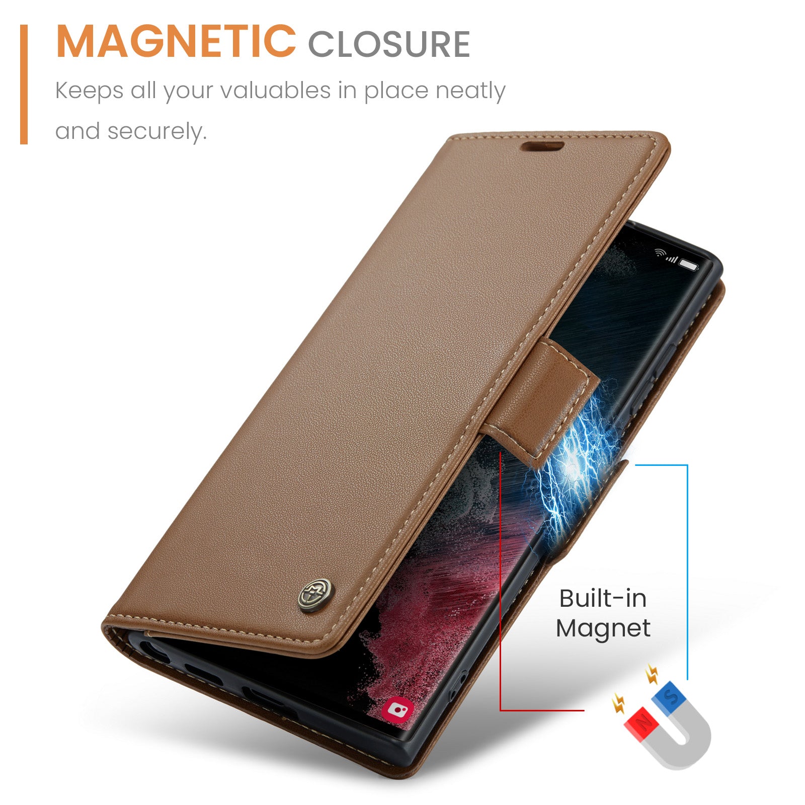 Samsung Galaxy S22 Ultra CaseMe 023 Wallet Flip Cover, RFID Protection, Card Holder