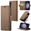 Samsung Galaxy S23 CaseMe 023 Wallet Flip Cover, RFID Protection, Card Holder - Brown
