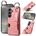Samsung Galaxy S24 Hand Strap PU Card Case [Pink] - Pink